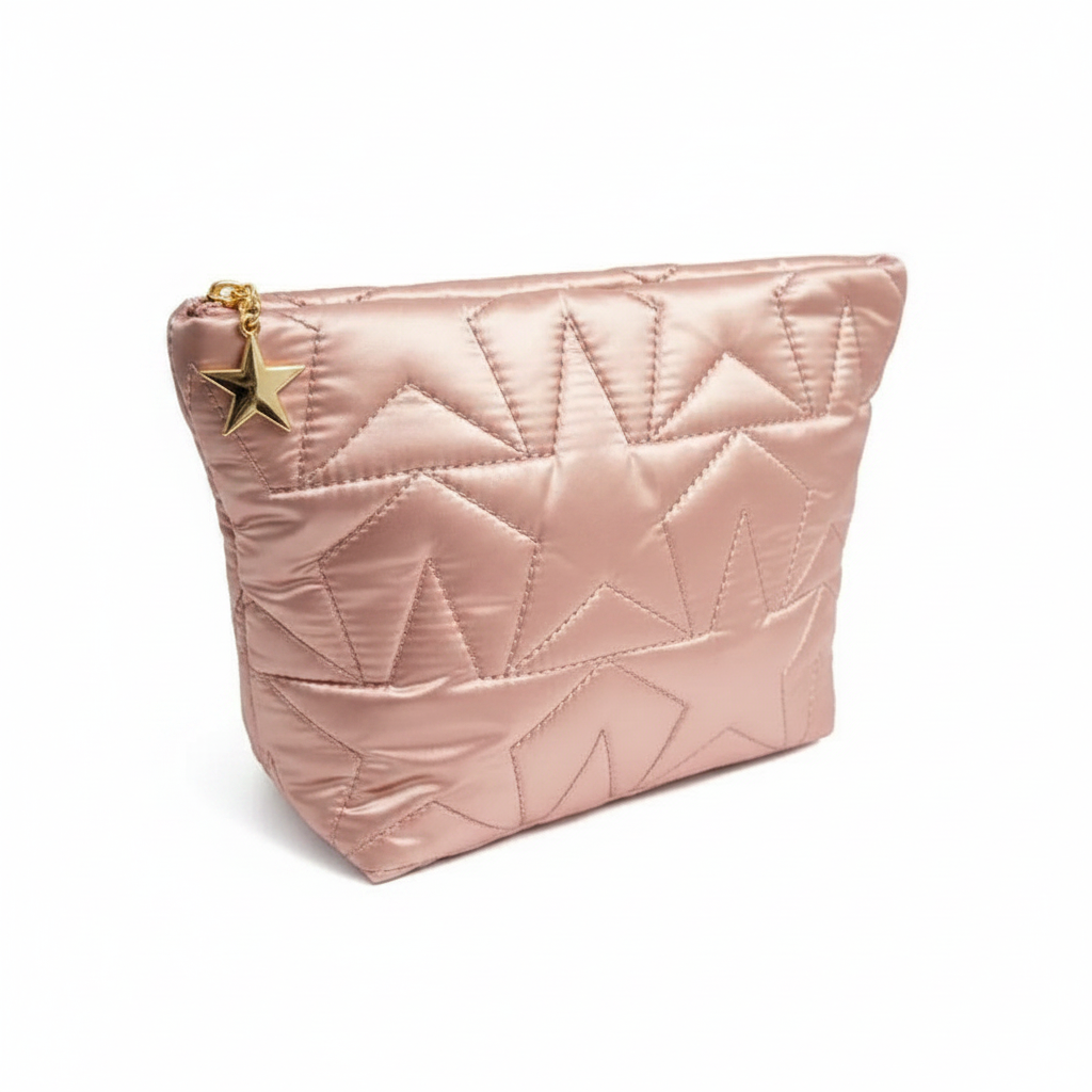 Women's Rose Gold Satin Cosmetic Bag