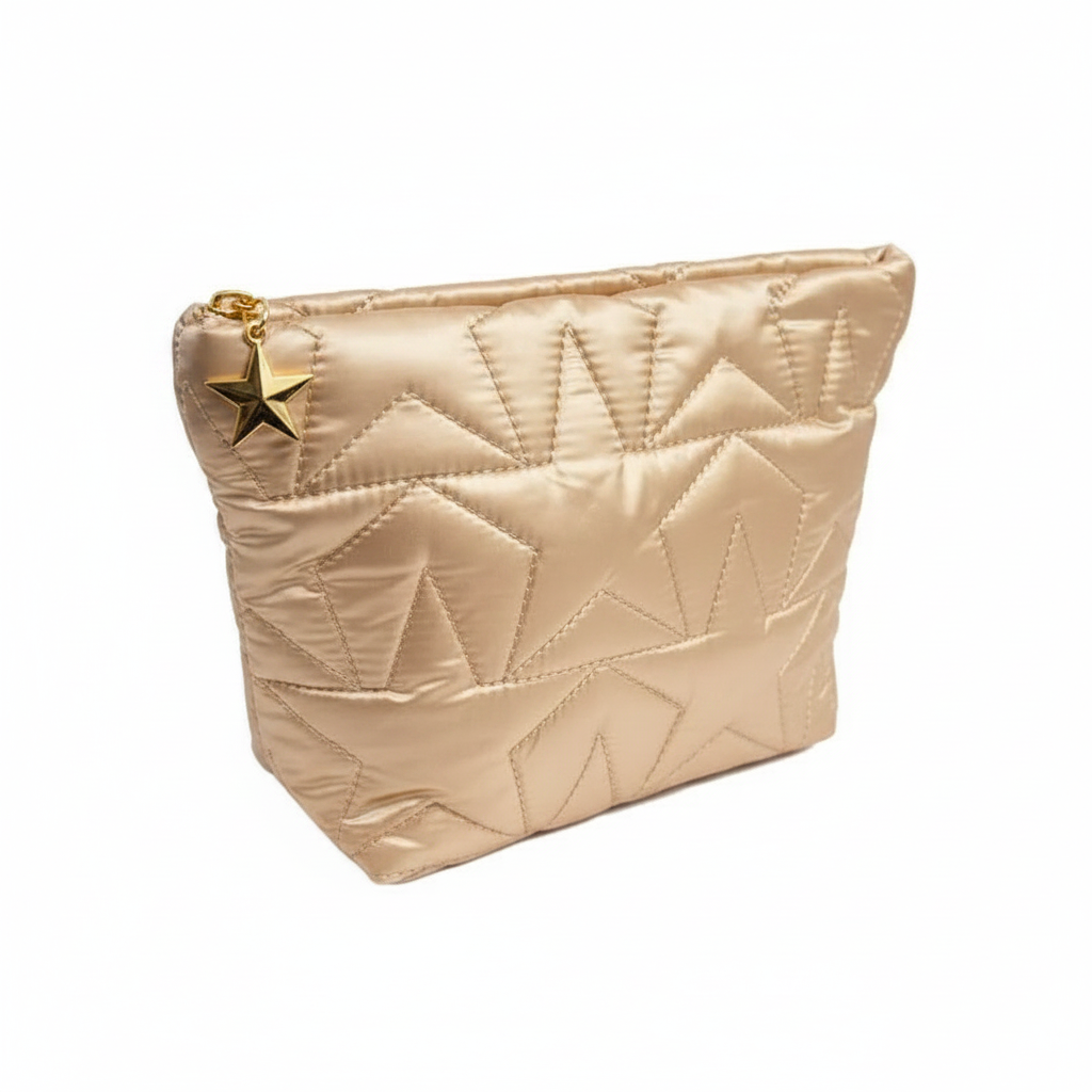 Women's Champagne Gold Satin Cosmetic Bag