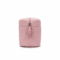 Women's Powder Pink Cylinder Quilted Cosmetic Bag