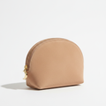 Women's Nude Suede Half-Moon Cosmetic Bag