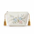 Women's Ivory Linen Drawstring Cosmetic Bag