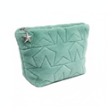 Women's Mint Faux Fur Cosmetic Bag